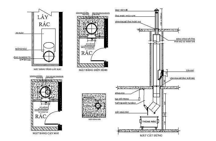 Cấu tạo hệ thống ống thu r&aacute;c chung cư